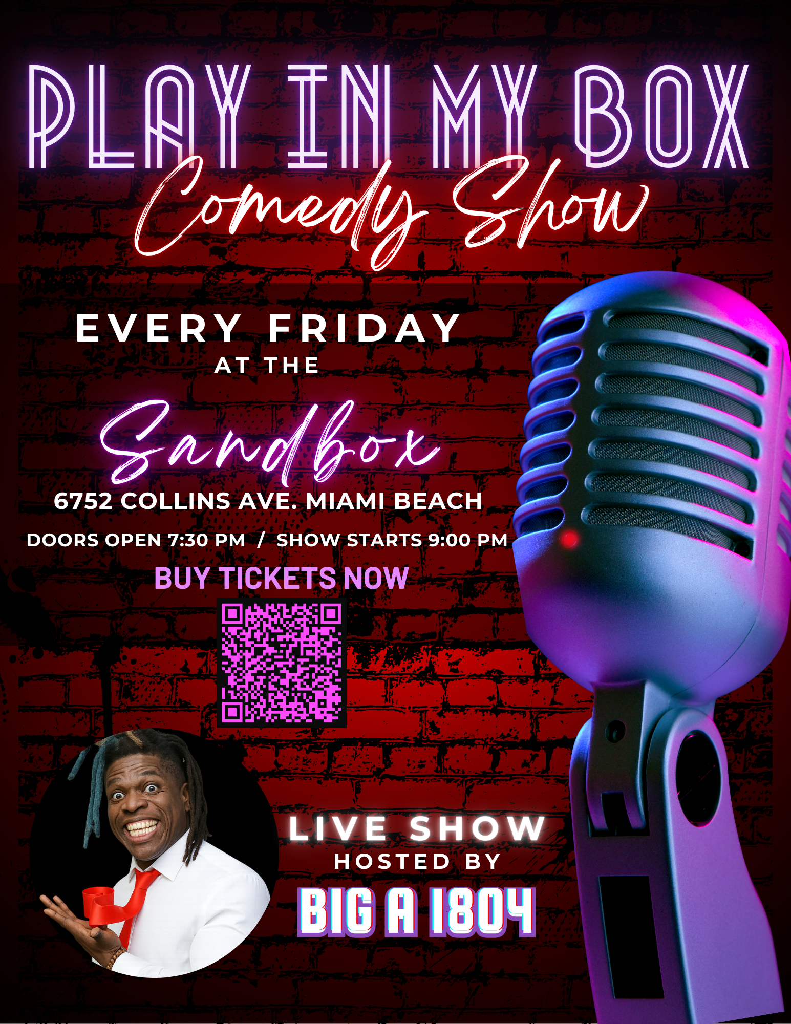 Play In My Box Comedy Show Flyer